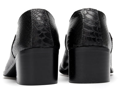 Mens Metal Tip Toe Chain Buckle Exotic Crocodile Pattern Western Loafers