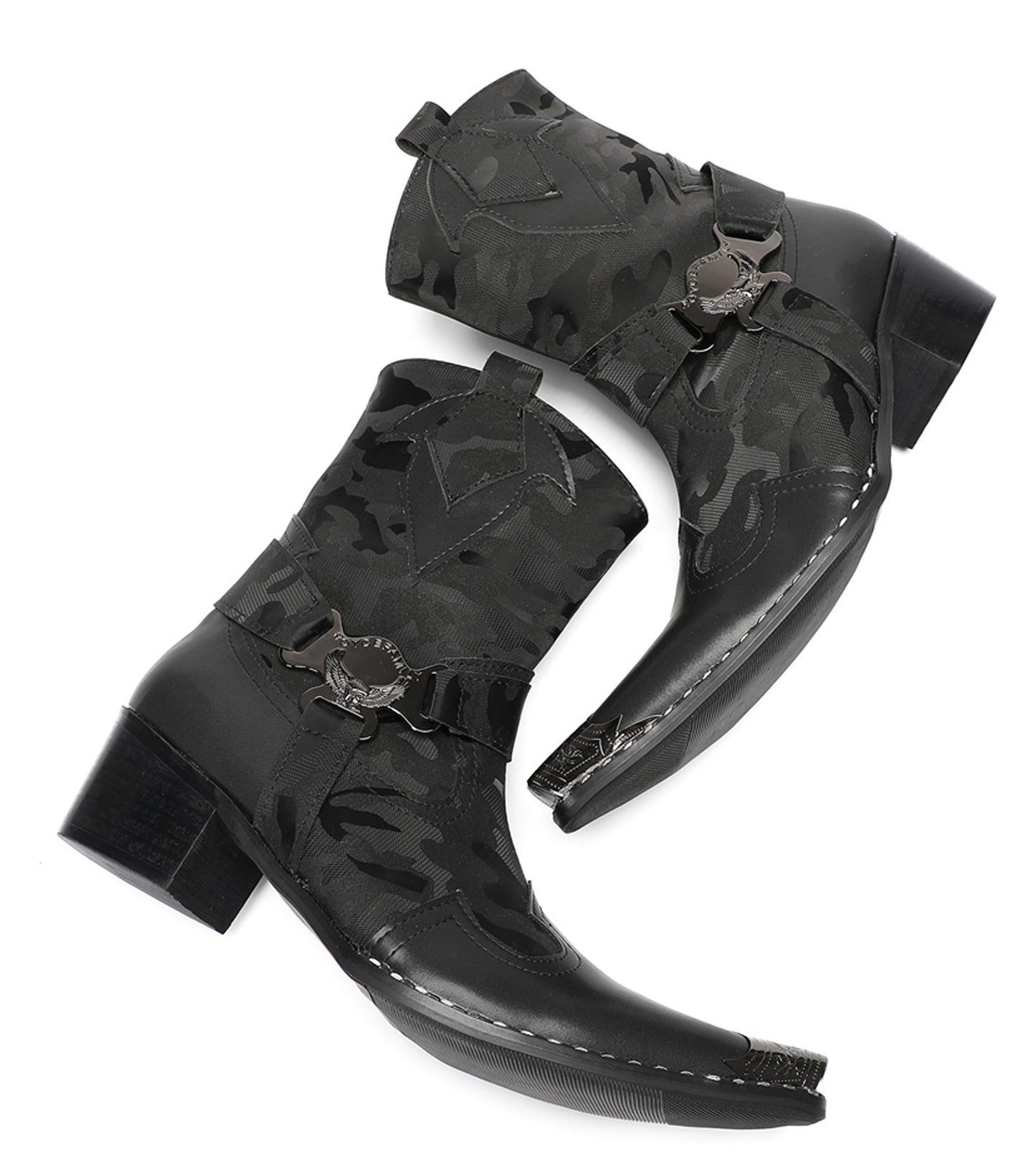 Mens Top-Grain Leather High Top Western Cowboy Boots