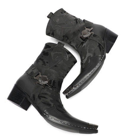 Mens Top-Grain Leather High Top Western Cowboy Boots