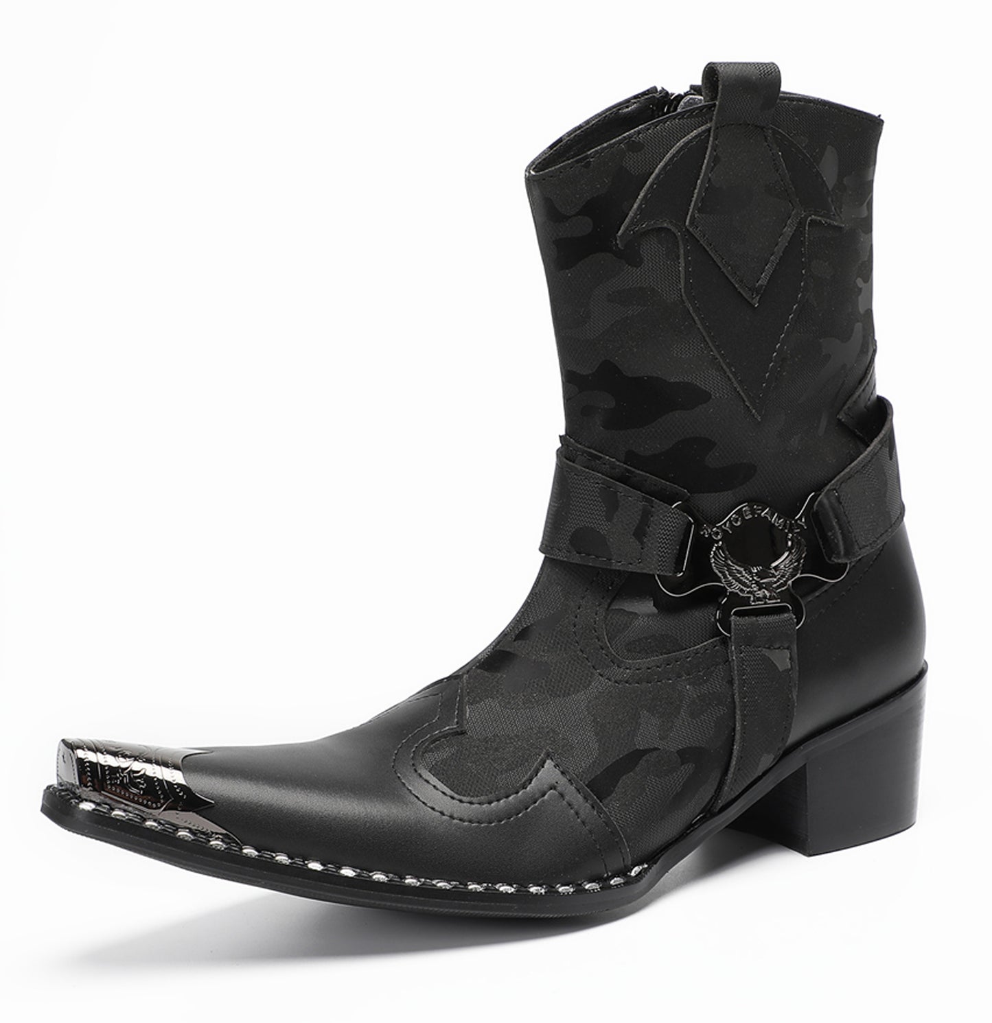 Mens Top-Grain Leather High Top Western Cowboy Boots