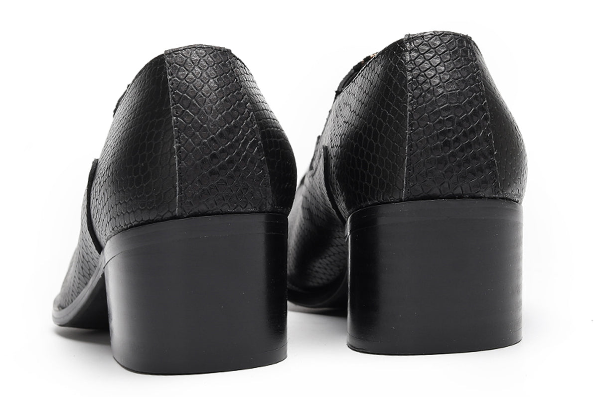 Mens Metal Tip Toe Chain Buckle Exotic Crocodile Pattern Western Loafers