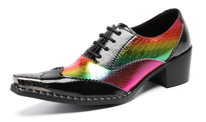 Men‘s Metal Toe Cap Two-Tone Wingtip Oxfords Western Shoes