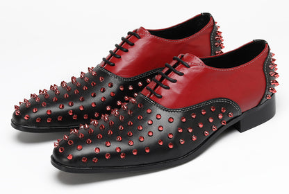 Mens Trendy Studded Two-Tone Spiked Oxfords