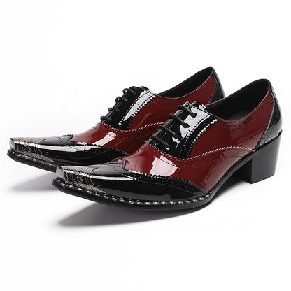 Mens Handmade Leather Metal Cap Toe Two-Tone Dress Oxfords