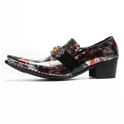 Mens Handmade Patent Leather Metal Toe Loafers Dress Shoes