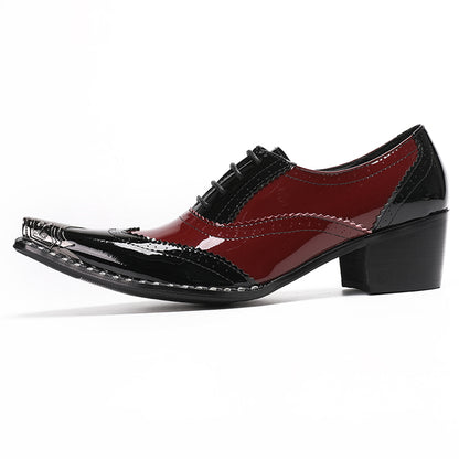 Mens Handmade Leather Metal Cap Toe Two-Tone Dress Oxfords