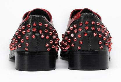 Mens Trendy Studded Two-Tone Spiked Oxfords