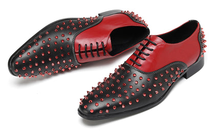 Mens Trendy Studded Two-Tone Spiked Oxfords