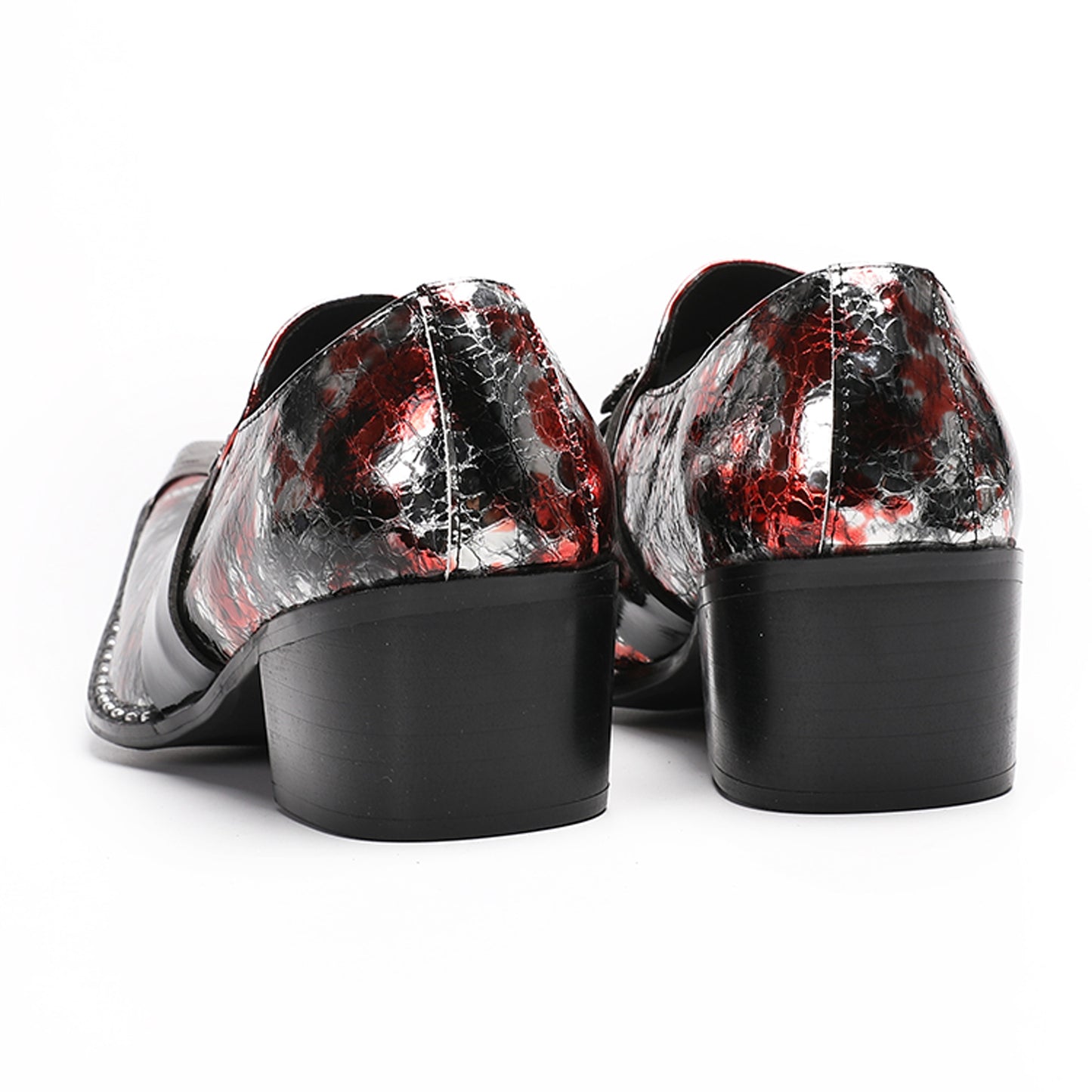 Mens Handmade Patent Leather Metal Toe Loafers Dress Shoes