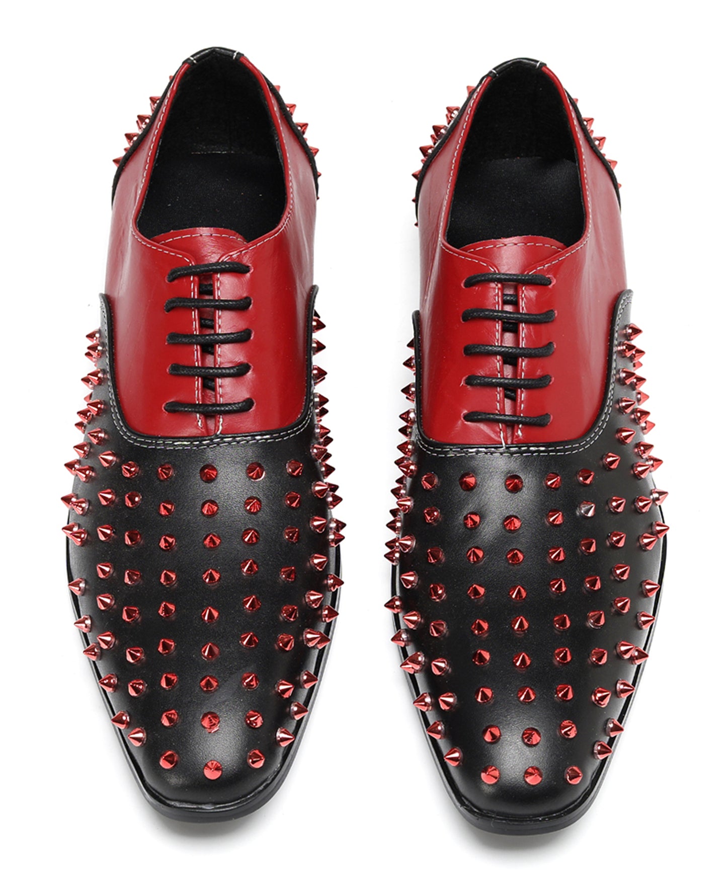 Mens Trendy Studded Two-Tone Spiked Oxfords
