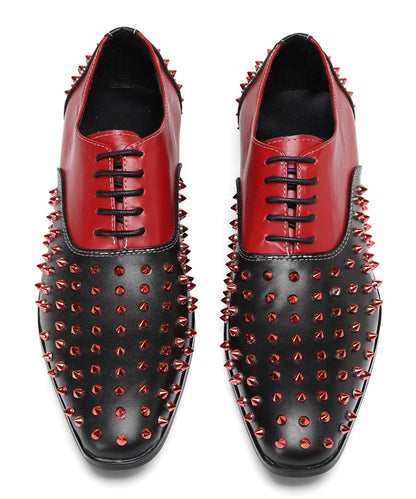 Mens Trendy Studded Two-Tone Spiked Oxfords