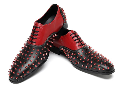 Mens Trendy Studded Two-Tone Spiked Oxfords