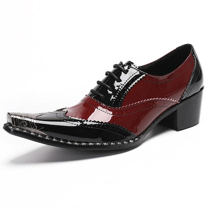 Mens Handmade Leather Metal Cap Toe Two-Tone Dress Oxfords