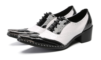 Men‘s Metal Toe Cap Two-Tone Wingtip Oxfords Western Shoes