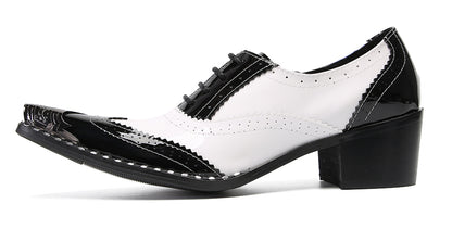 Men‘s Metal Toe Cap Two-Tone Wingtip Oxfords Western Shoes