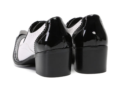 Men‘s Metal Toe Cap Two-Tone Wingtip Oxfords Western Shoes
