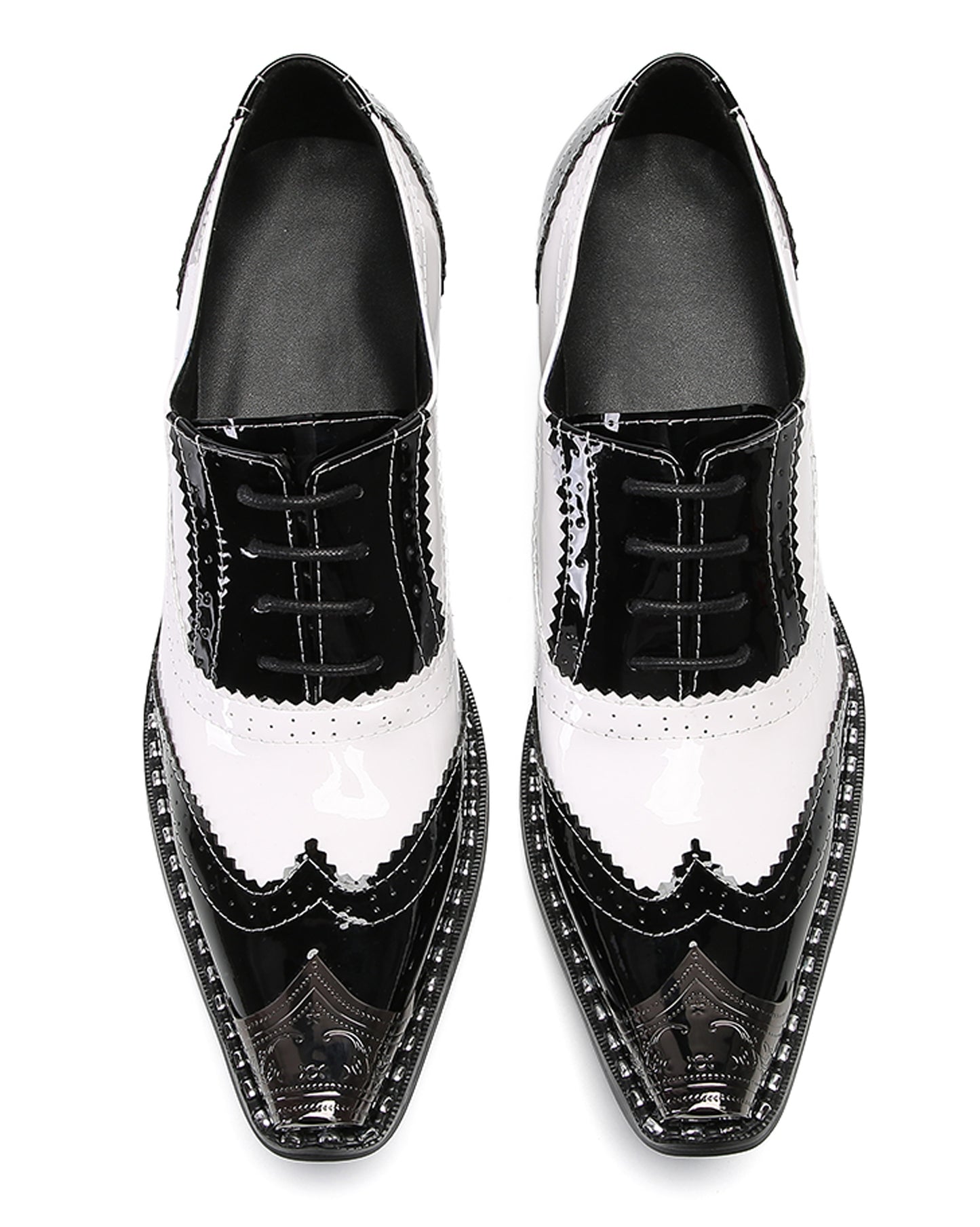 Men‘s Metal Toe Cap Two-Tone Wingtip Oxfords Western Shoes