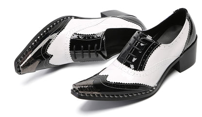 Men‘s Metal Toe Cap Two-Tone Wingtip Oxfords Western Shoes