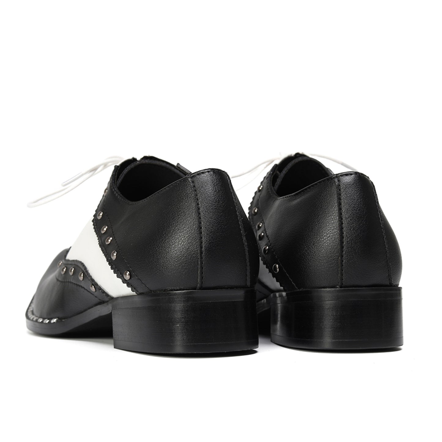Mens Top-Grain Leather Black and White Oxfords Shoes