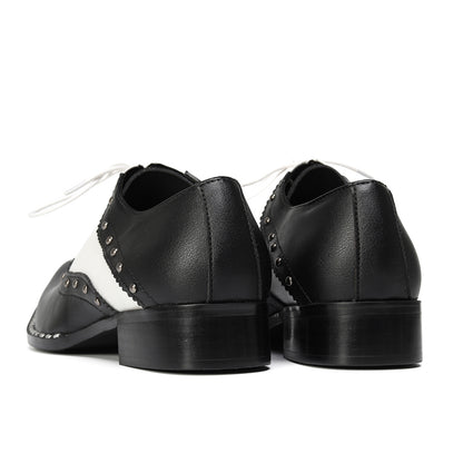 Mens Top-Grain Leather Black and White Oxfords Shoes
