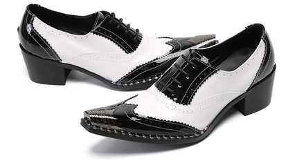 Men‘s Metal Toe Cap Two-Tone Wingtip Oxfords Western Shoes