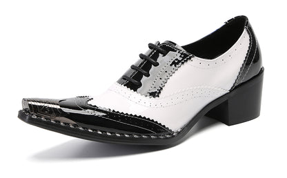 Men‘s Metal Toe Cap Two-Tone Wingtip Oxfords Western Shoes
