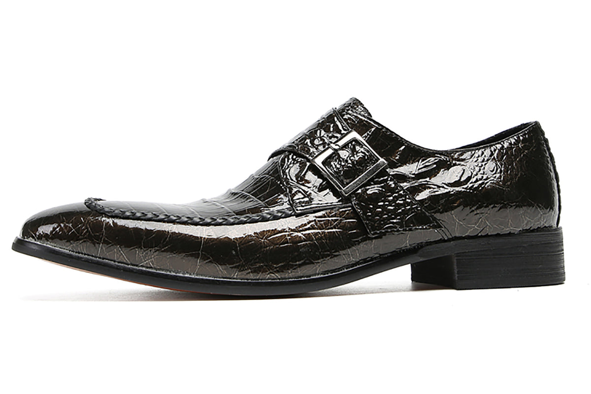 Mens Wingtip Buttons Genuine Leather Breathable Comfort Western Loafers