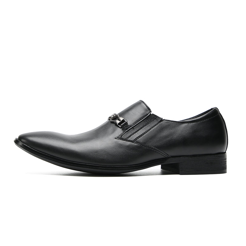 Mens Pointed Toe Genuine Leather Penny Horsebit Loafers