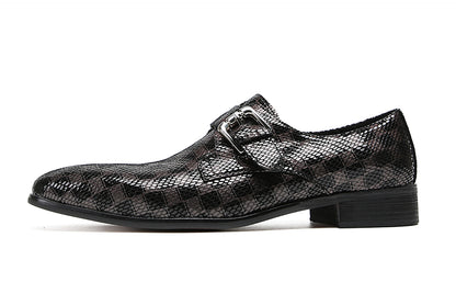 Mens Casual Plain Toe Buttons Genuine Leather Loafers