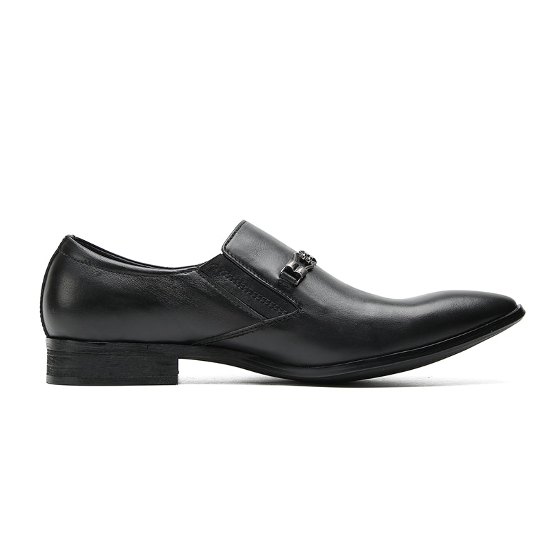 Mens Pointed Toe Genuine Leather Penny Horsebit Loafers