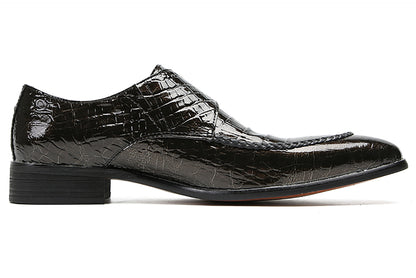 Mens Wingtip Buttons Genuine Leather Breathable Comfort Western Loafers