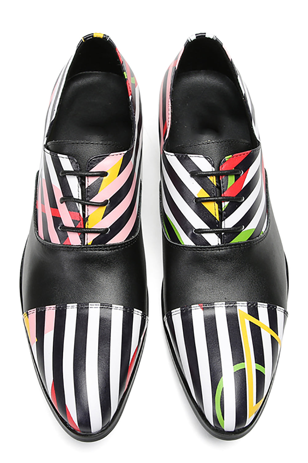 Mens Fashion Casual Wingtip Striped Pattern Genuine Leather Oxfords