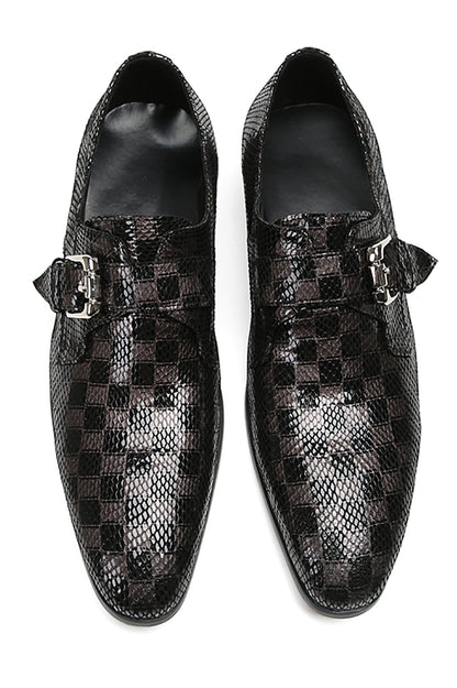 Mens Casual Plain Toe Buttons Genuine Leather Loafers