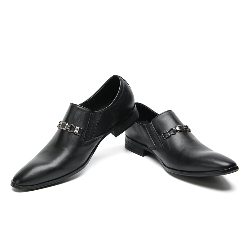 Mens Pointed Toe Genuine Leather Penny Horsebit Loafers