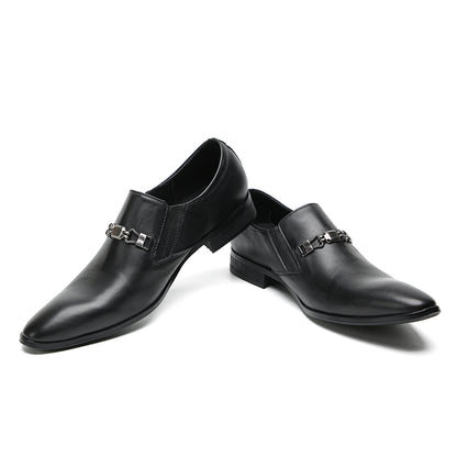Mens Pointed Toe Genuine Leather Penny Horsebit Loafers
