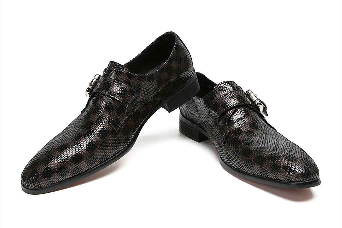 Mens Casual Plain Toe Buttons Genuine Leather Loafers