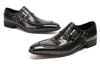 Mens Wingtip Buttons Genuine Leather Breathable Comfort Western Loafers
