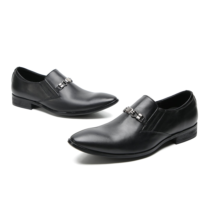 Mens Pointed Toe Genuine Leather Penny Horsebit Loafers