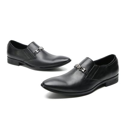 Mens Pointed Toe Genuine Leather Penny Horsebit Loafers