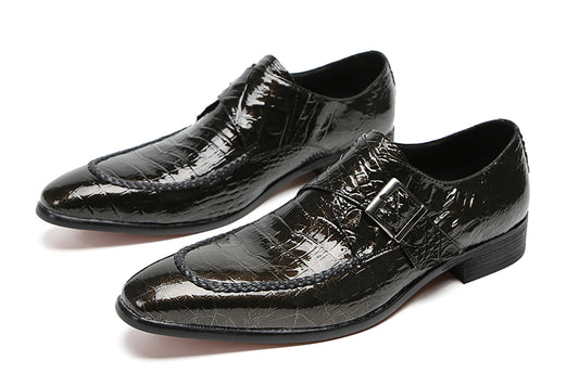 Mens Wingtip Buttons Genuine Leather Breathable Comfort Western Loafers