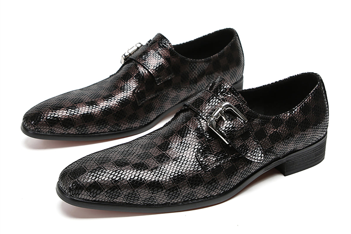 Mens Casual Plain Toe Buttons Genuine Leather Loafers