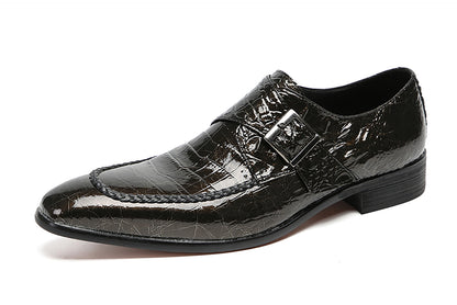 Mens Wingtip Buttons Genuine Leather Breathable Comfort Western Loafers