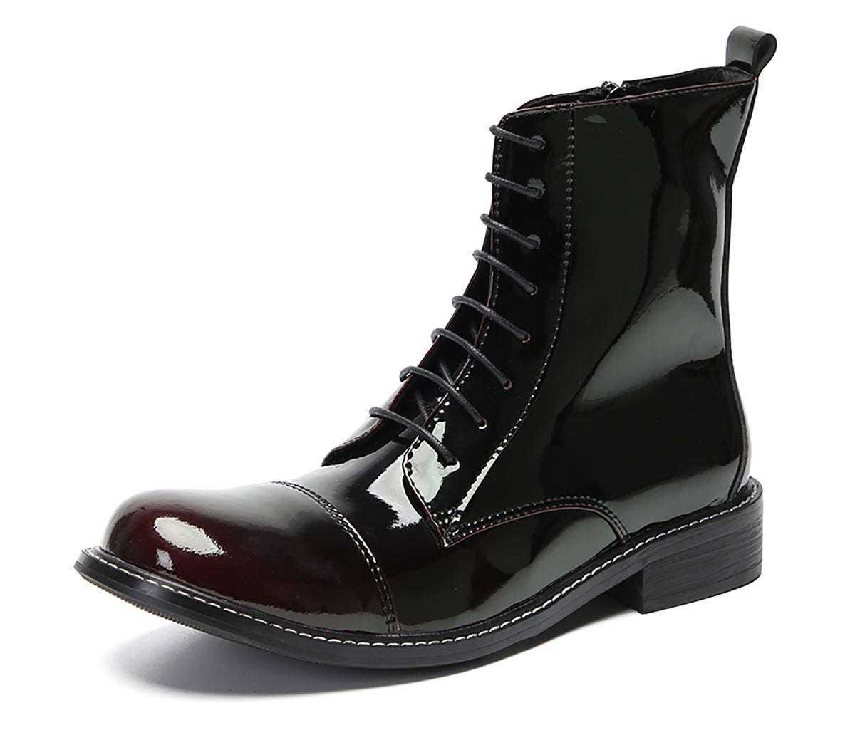 Mens Patent Leather Casual Dress Western Oxfords Boots