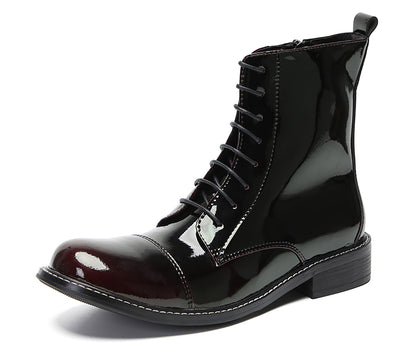 Mens Patent Leather Casual Dress Western Oxfords Boots