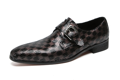 Mens Casual Plain Toe Buttons Genuine Leather Loafers