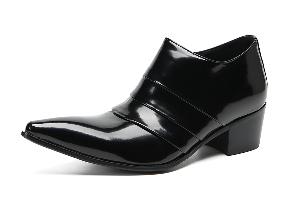 Mens Silp On Casual Dress Party Leather Pointed Toe Heel Pumps Loafers