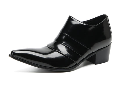 Mens Silp On Casual Dress Party Leather Pointed Toe Heel Pumps Loafers
