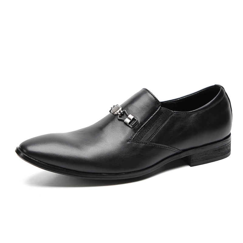 Mens Pointed Toe Genuine Leather Penny Horsebit Loafers