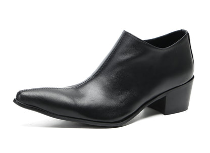 Mens Casual Dress Party Leather Zipper Pointed Toe Heel Pumps Loafers