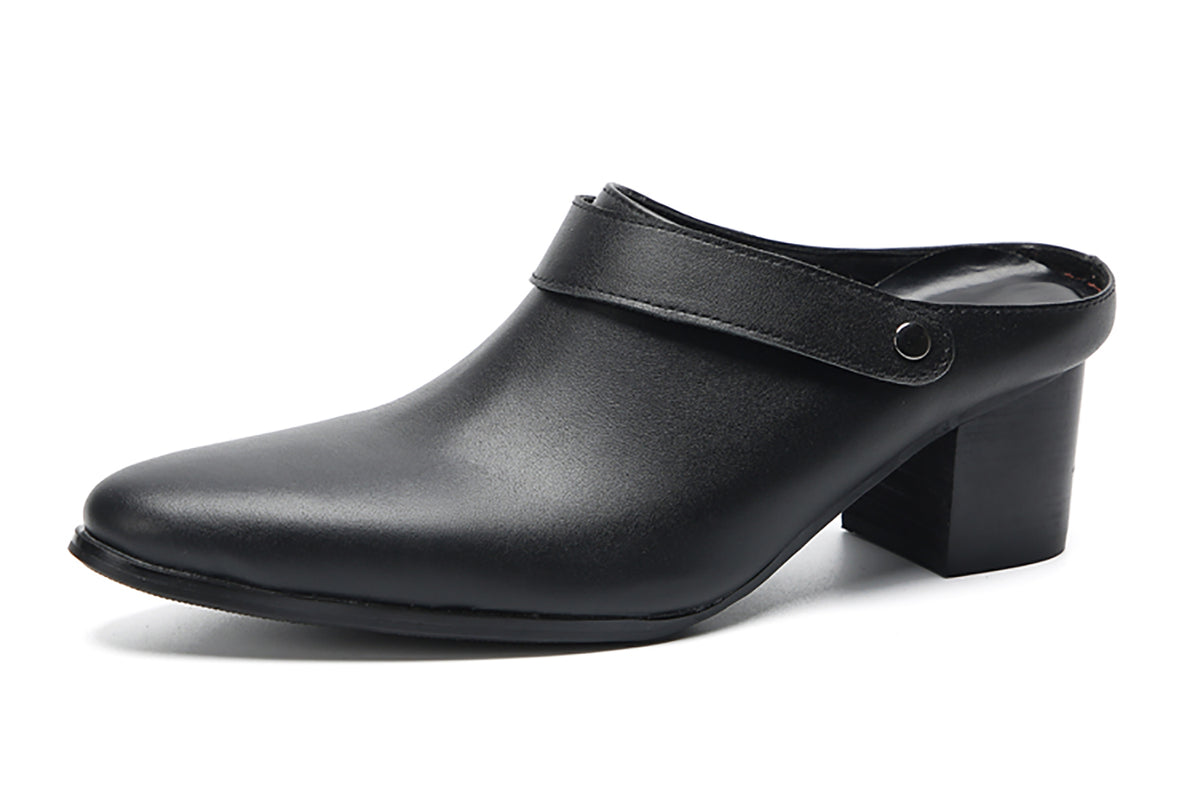 Mens Genunie Leather Mules Slip On Casual Slippers Heel Sandals Clogs Loafers